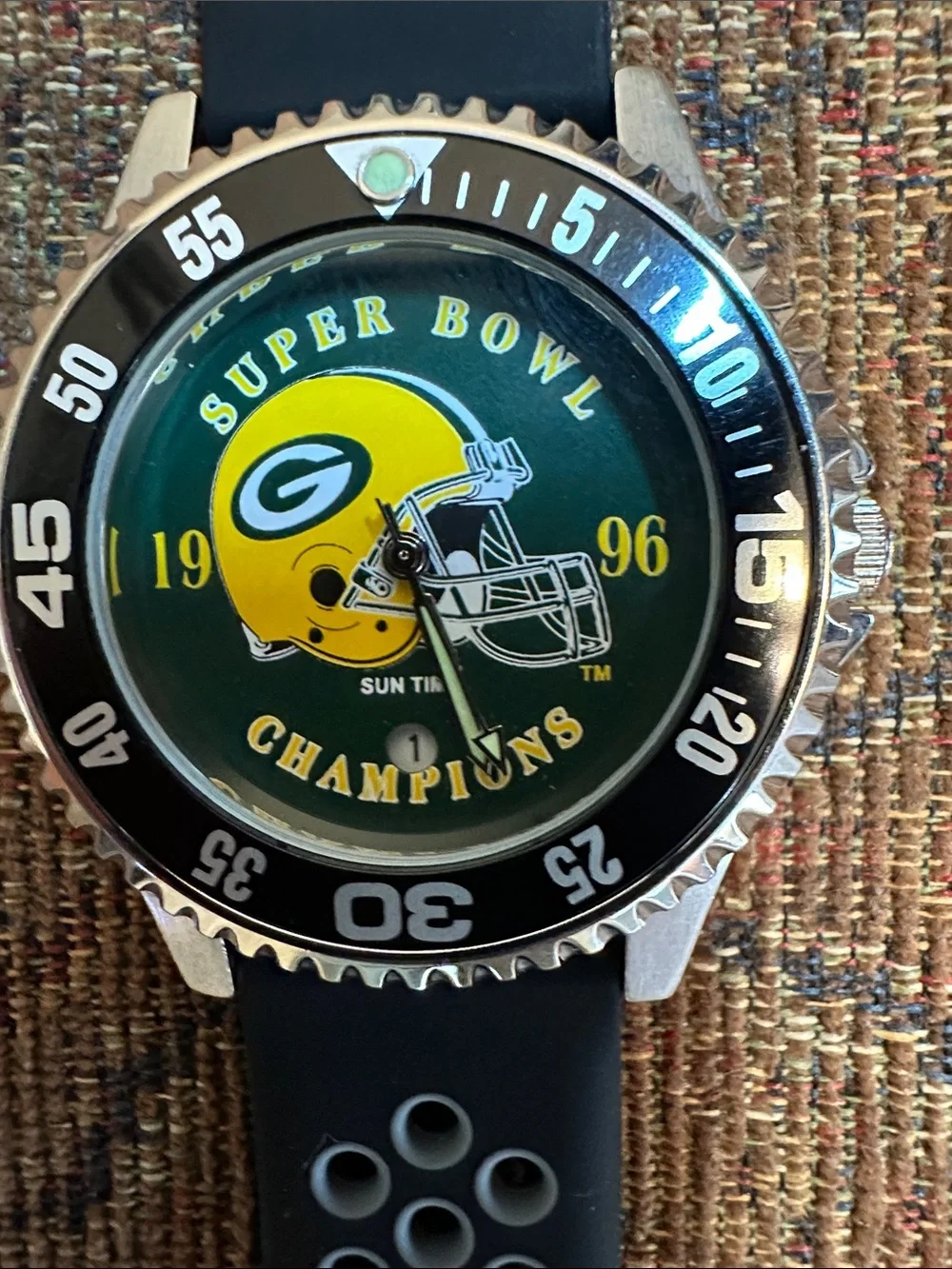 Green Bay Packers 1996 Super Bowl Champions Watch - Green/Yellow 40mm case size